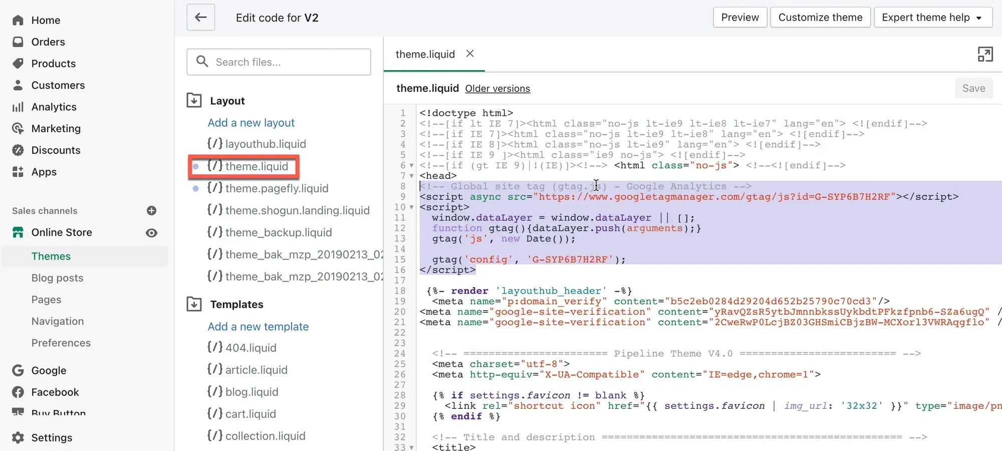 Google Analytics Code Paste