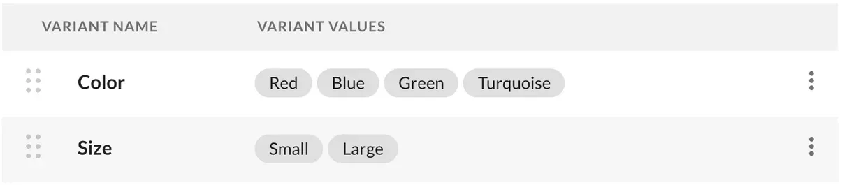 Shopify vs Volusion - Volusion Product Variants